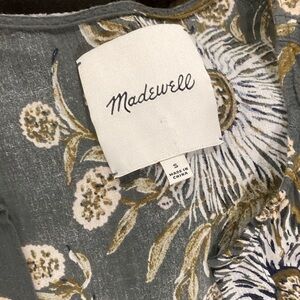 Madewell Gray and Gold Floral Blouse